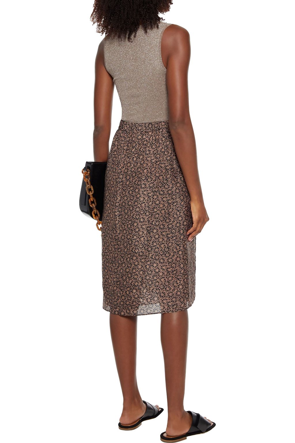 BRUNELLO CUCINELLI Asymmetric printed silk crepe de chine skirt