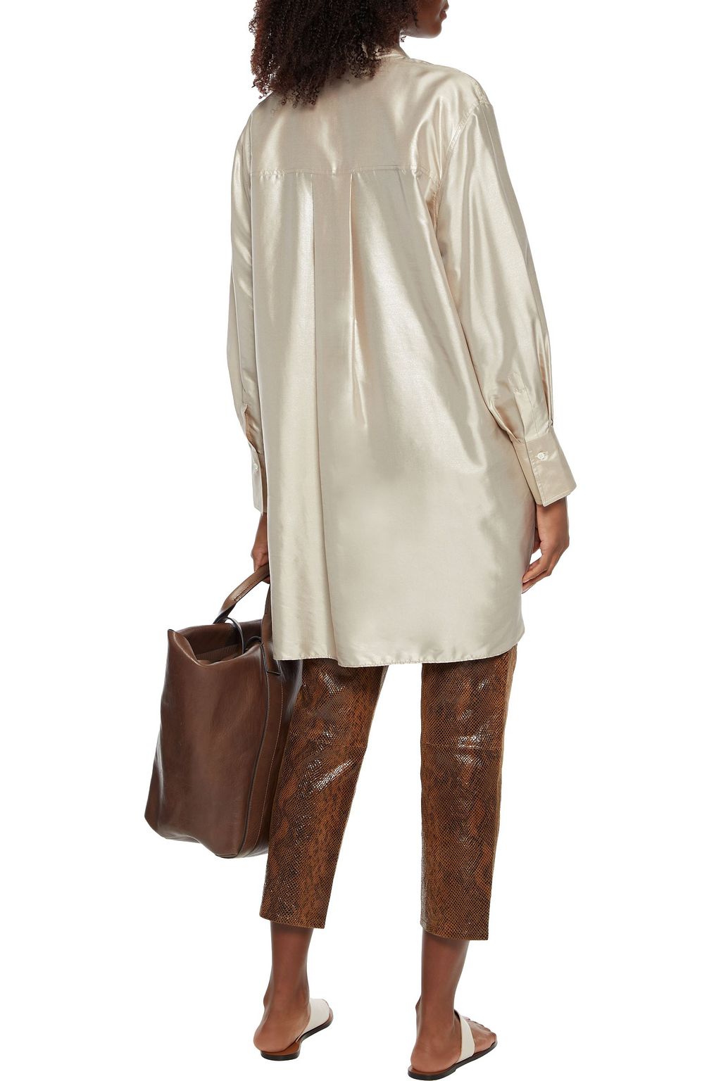 BRUNELLO CUCINELLI Metallic silk crepe de chine shirt