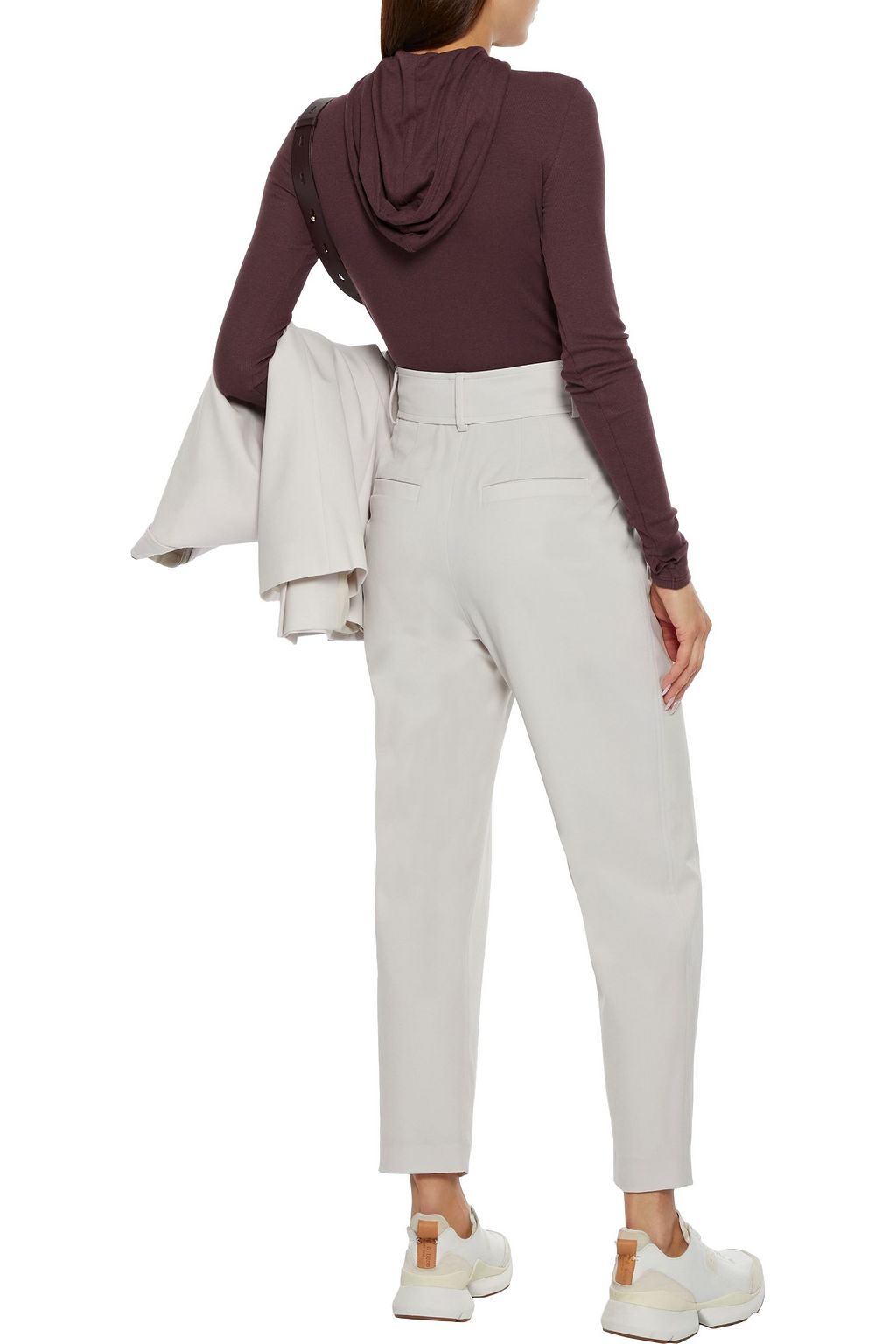 BRUNELLO CUCINELLI Cropped pleated wool-blend twill tapered pants