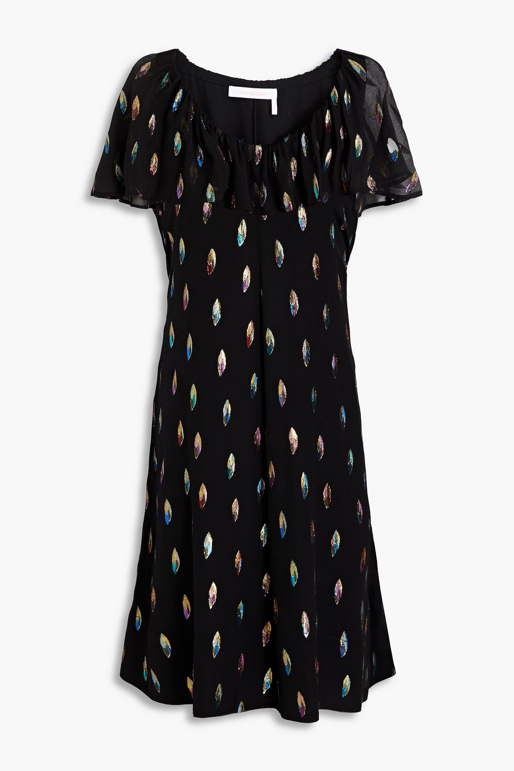 SEE BY CHLO Metallic silk blend jacquard and crepon dress THE