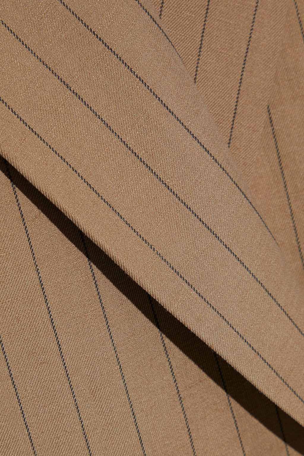 BRUNELLO CUCINELLI Double-breasted pinstriped wool and linen-blend blazer