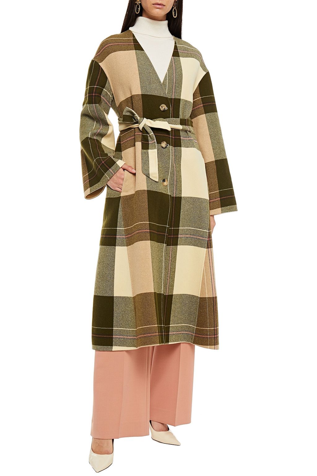 ETRO Belted checked wool coat