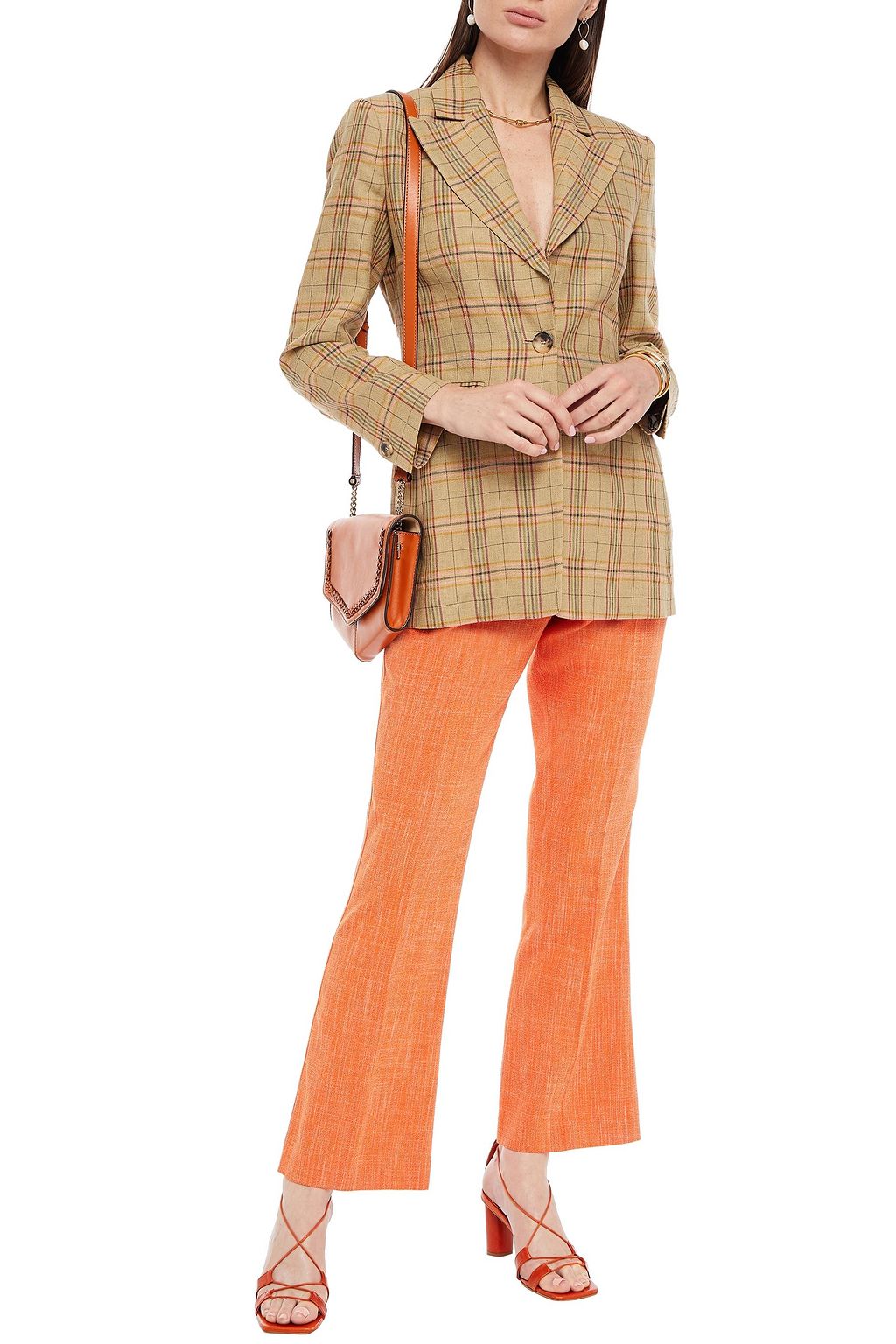 ETRO Checked linen-blend twill blazer