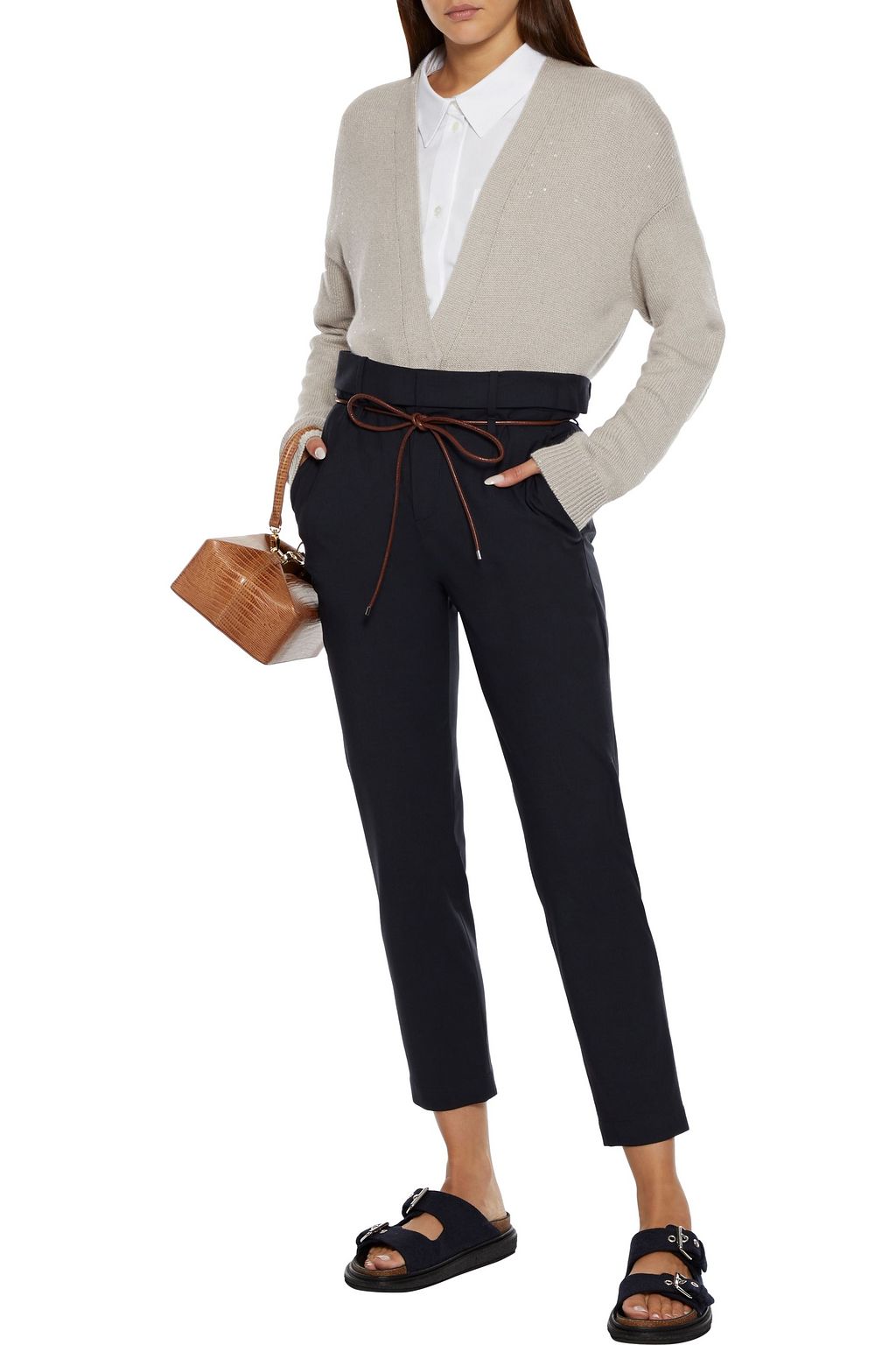 BRUNELLO CUCINELLI Sequin-embellished cashmere and silk-blend cardigan
