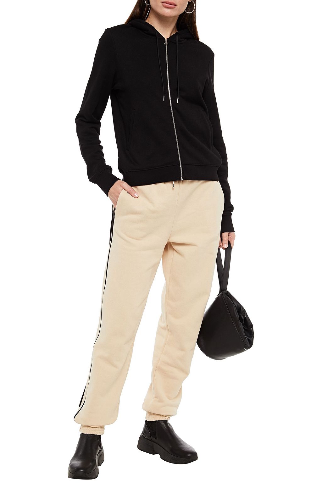 NINETY PERCENT Mélange organic French cotton-terry hoodie
