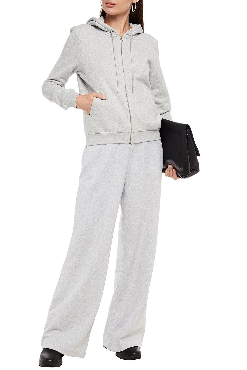 NINETY PERCENT Mélange organic French cotton-terry hoodie