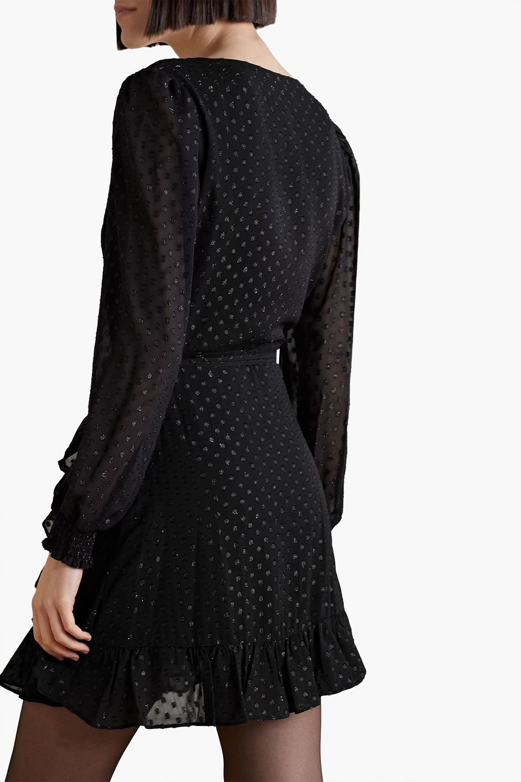 MICHAEL MICHAEL KORS Ruffled metallic fil coupé georgette mini wrap dress