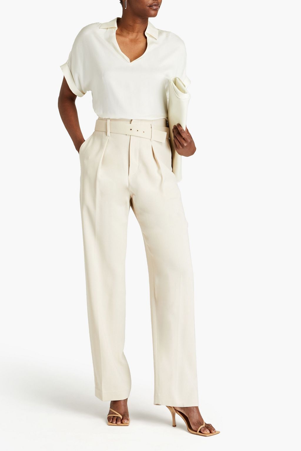 BRUNELLO CUCINELLI Pleated belted twill straight-leg pants