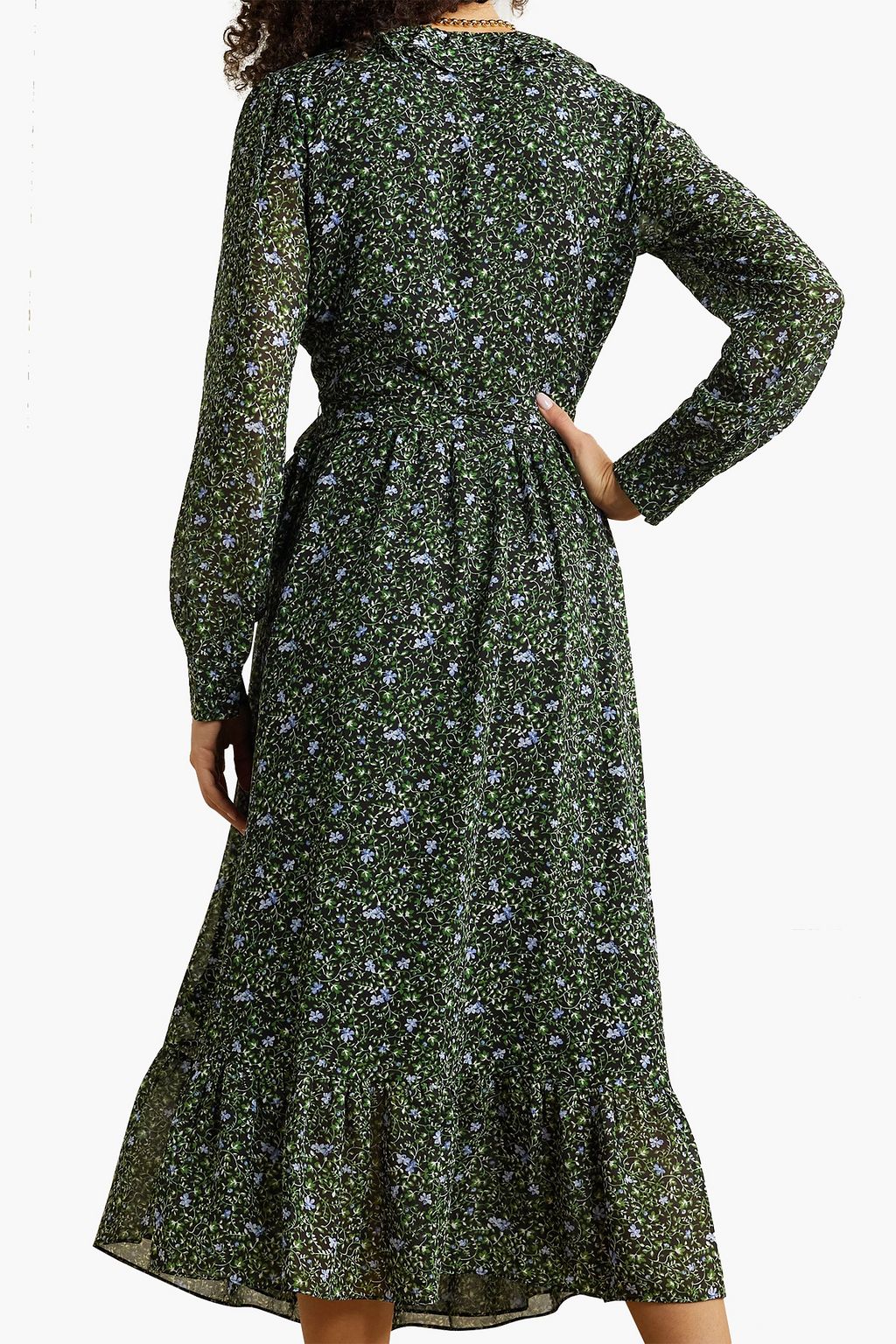 MICHAEL MICHAEL KORS Ruffled floral-print crepe de chine midi wrap dress