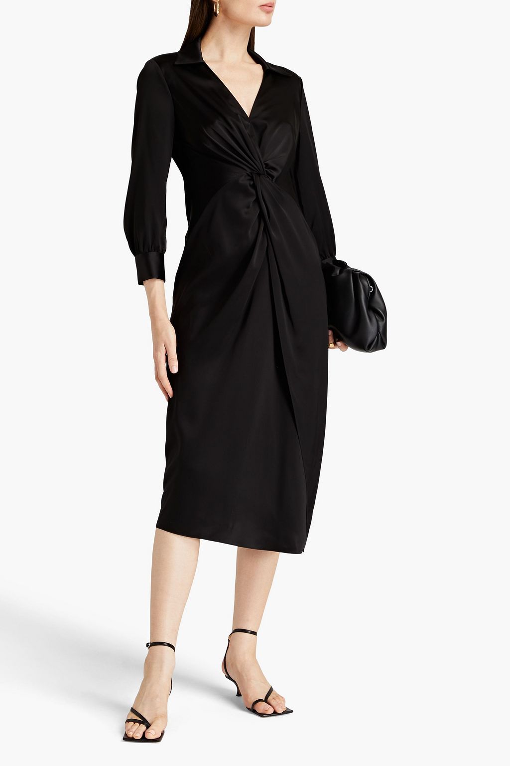 THEORY Twisted satin midi dress