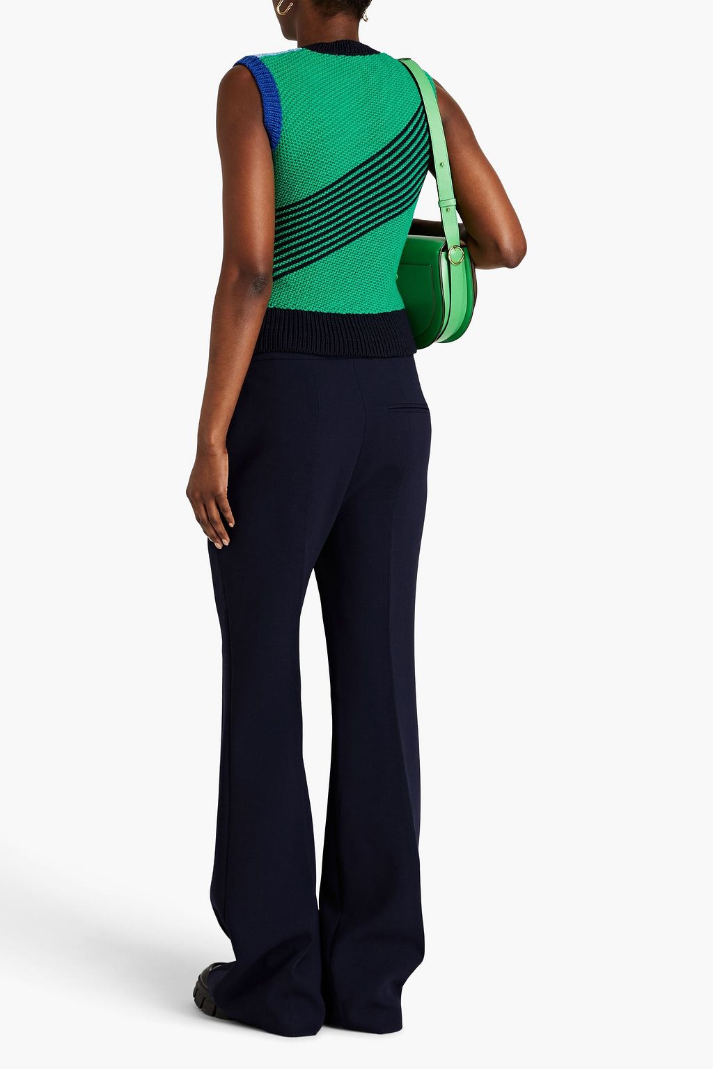 VICTORIA BECKHAM Striped intarsia-knit wool vest
