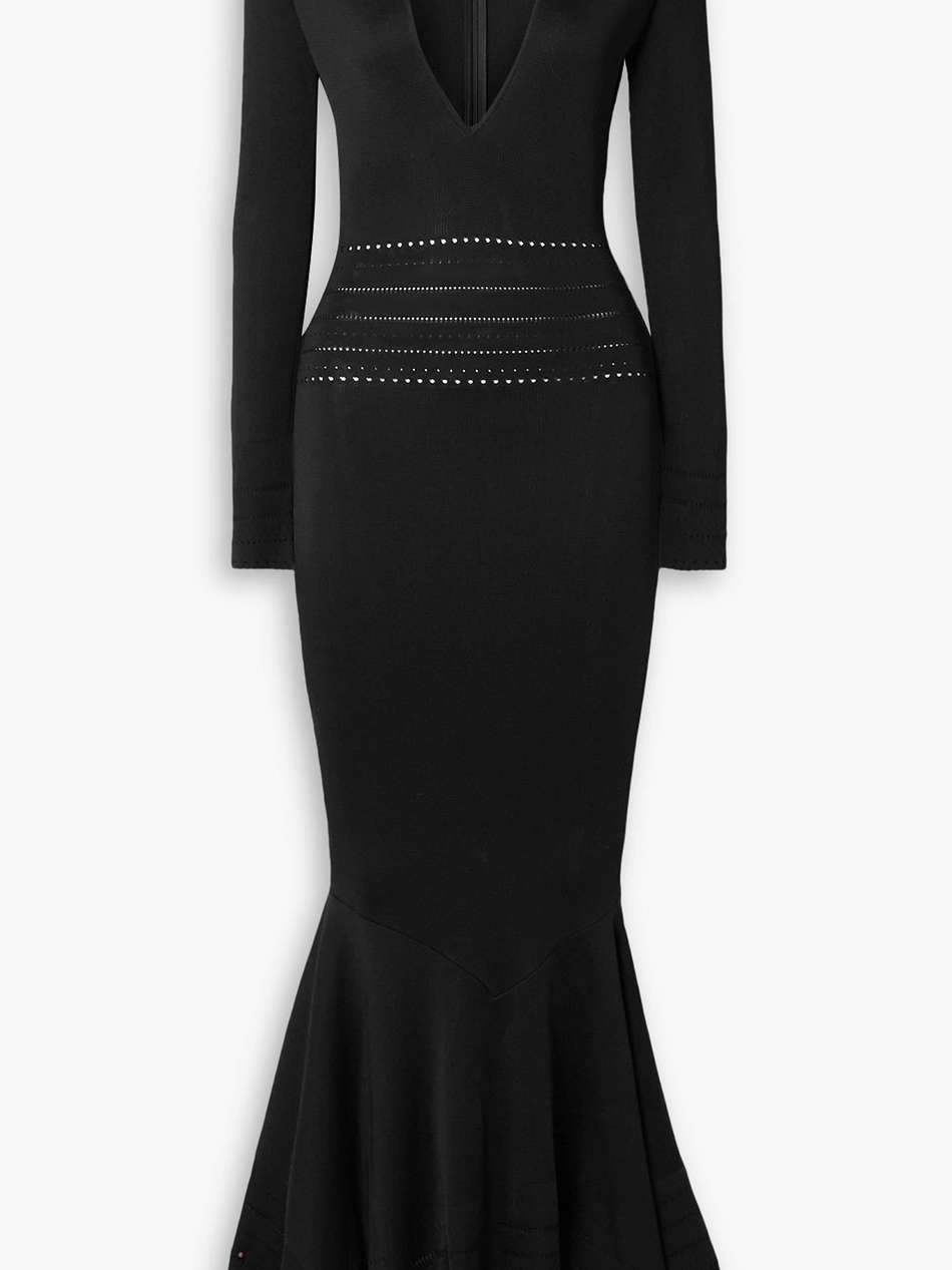 perforated stretch-knit gown