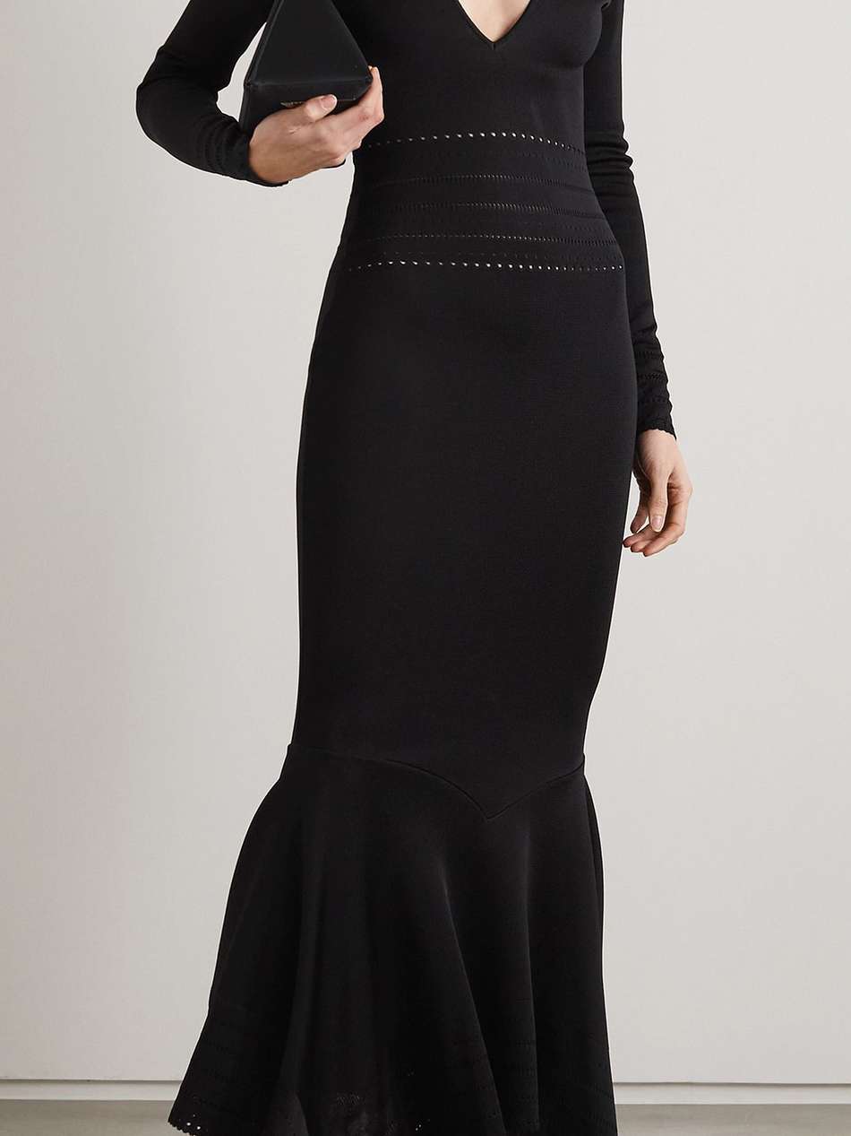 perforated stretch-knit gown