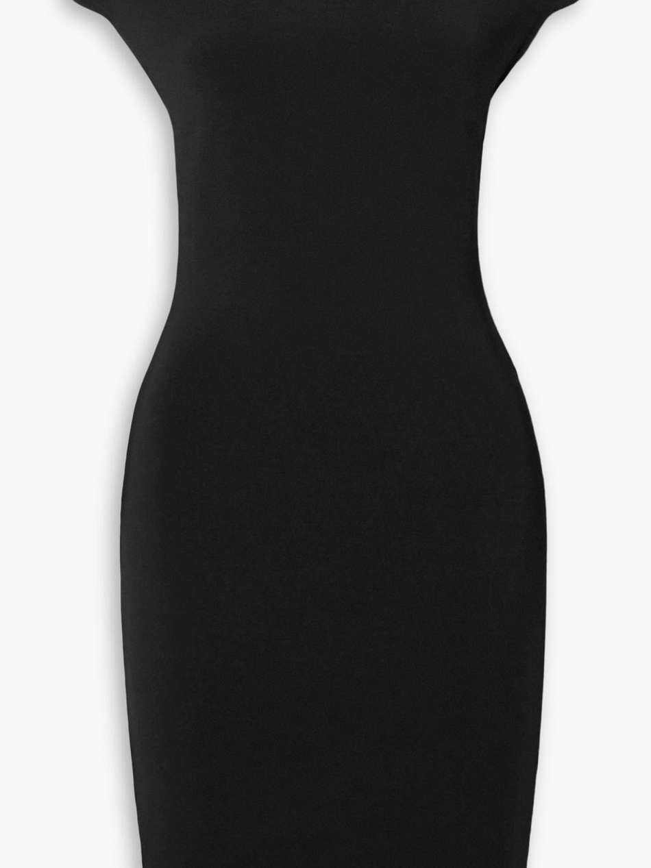 off-the-shoulder cutout stretch-knit midi dress