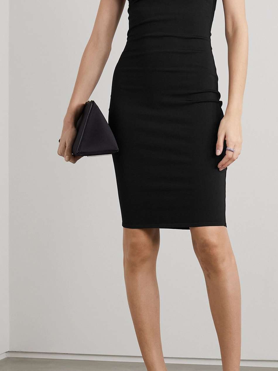 off-the-shoulder cutout stretch-knit midi dress