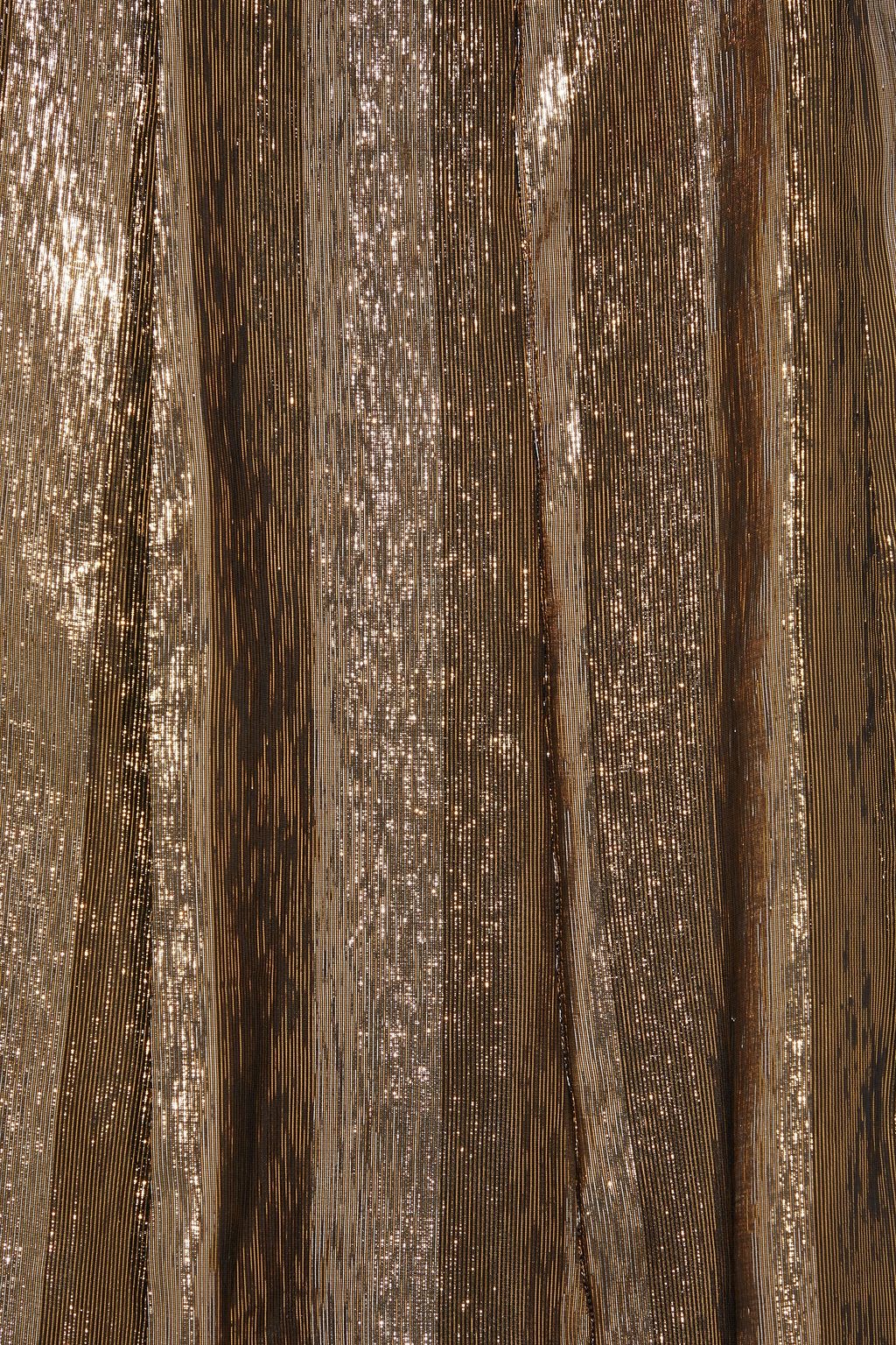 OSCAR DE LA RENTA ギャザー入り ストライプシルク混ラメ マキシワンピース