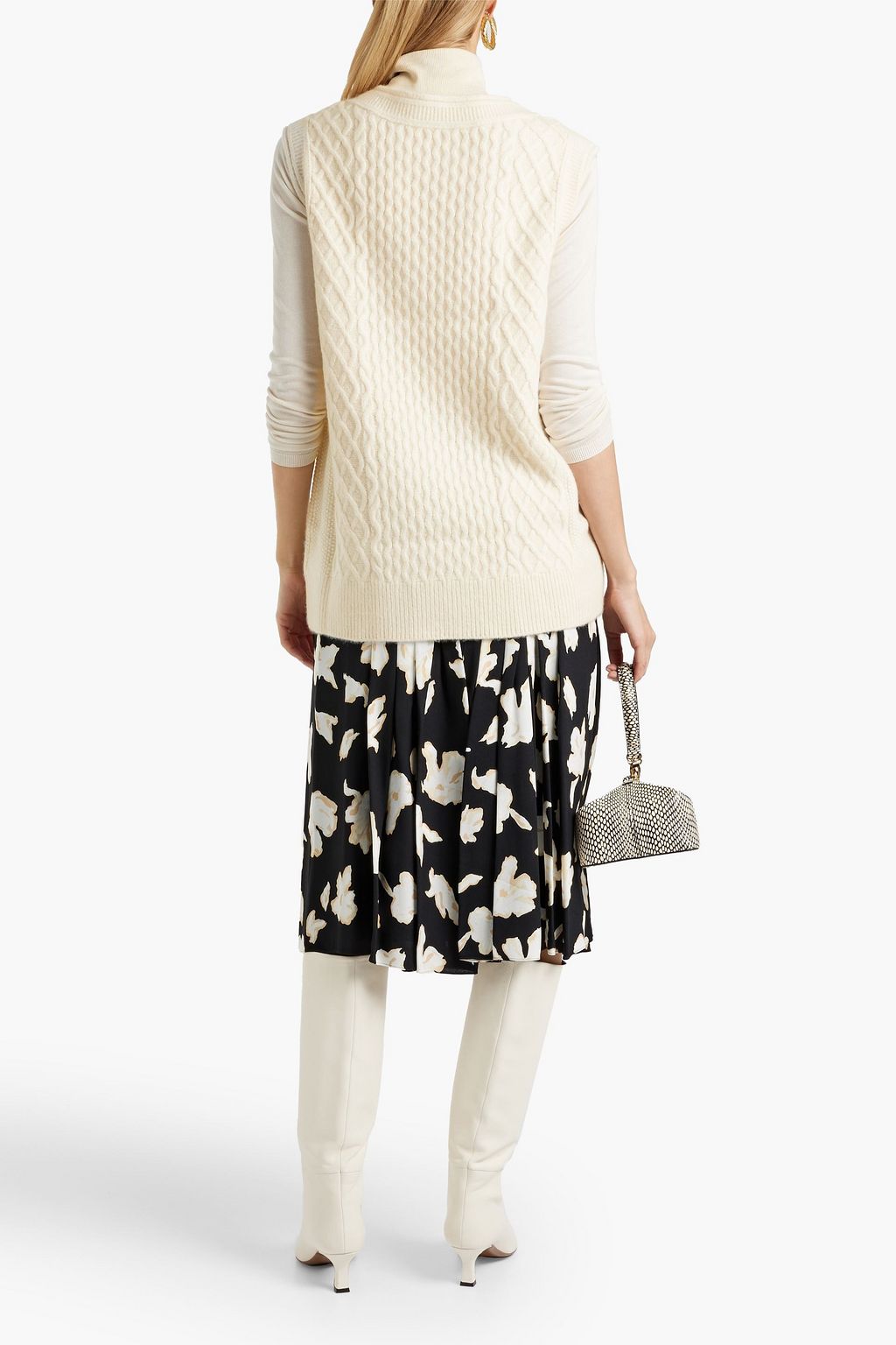 ADAM LIPPES Brushed cable-knit cashmere and silk-blend vest