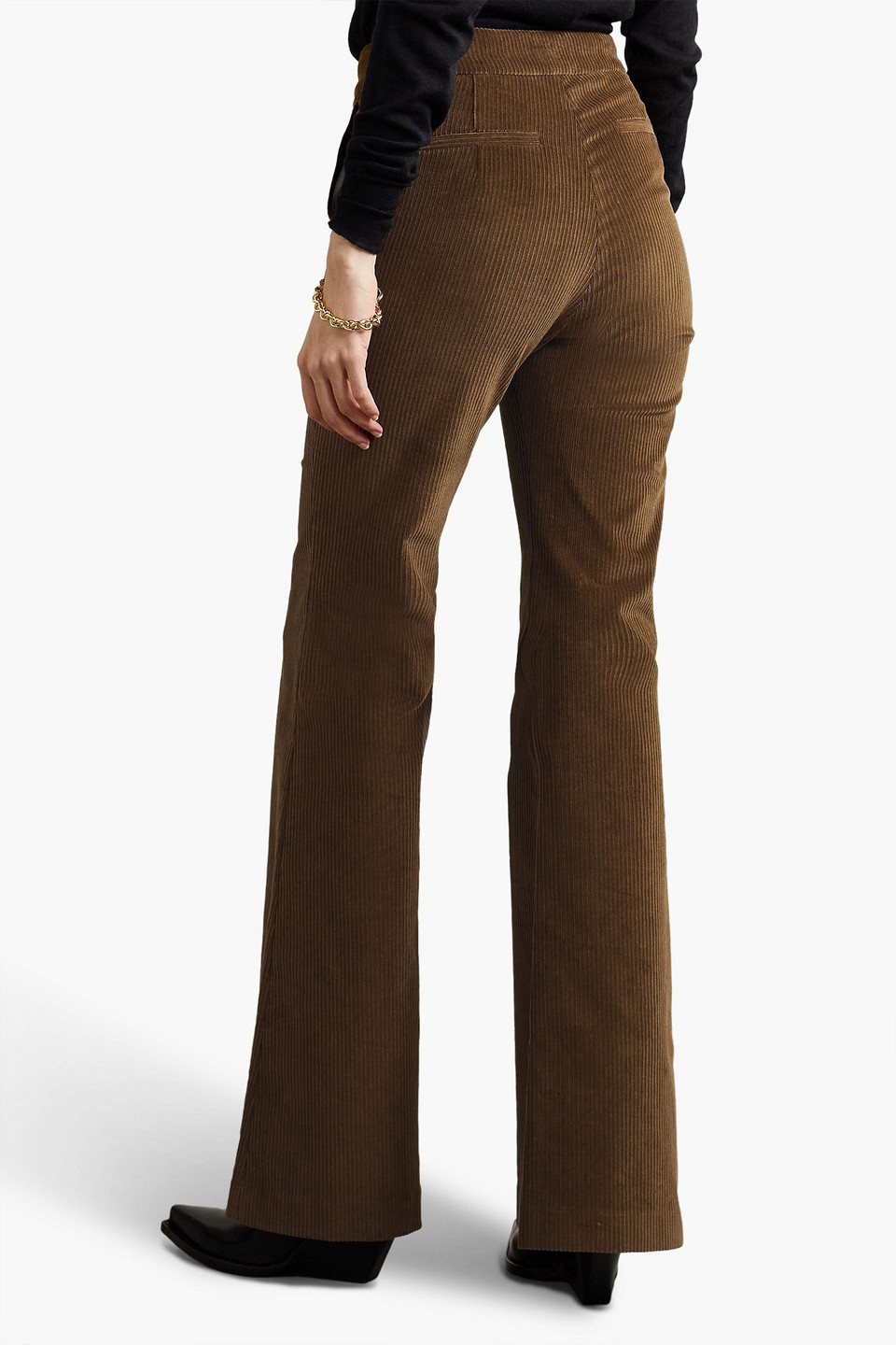 Shop Adam Lippes Cotton-blend Corduroy Flared Leg Pants In Brown