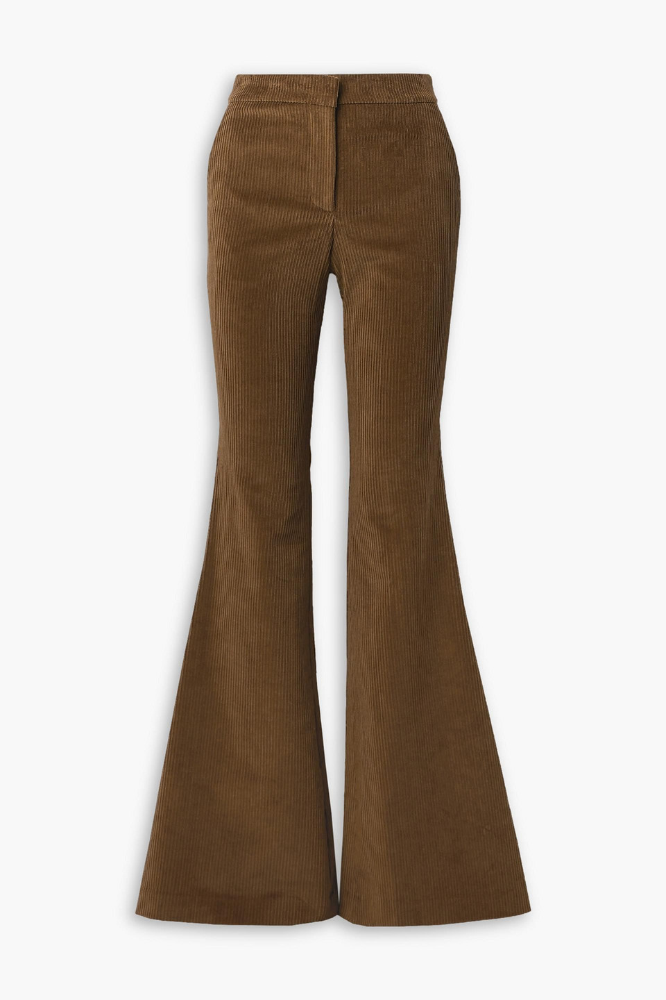 Shop Adam Lippes Cotton-blend Corduroy Flared Leg Pants In Brown