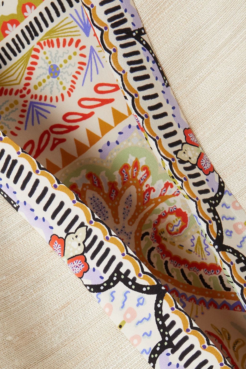 ETRO シルク混キャンバス ベスト プリント入り サテントリム