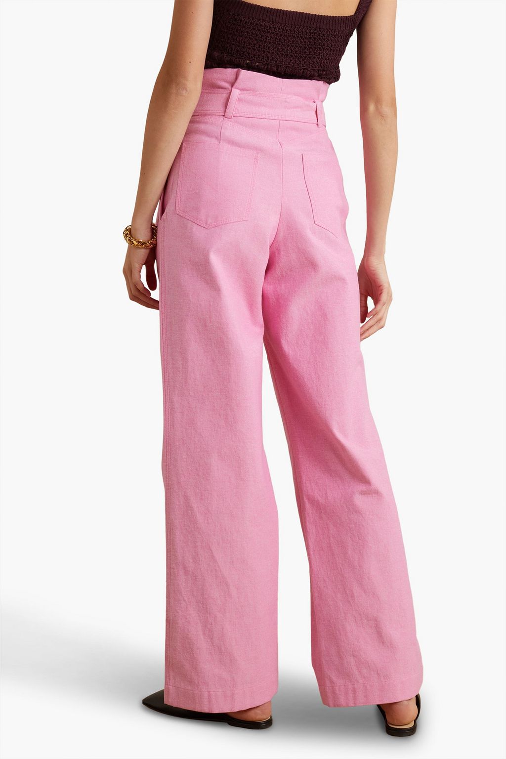 BOUGUESSA Celia belted cotton-twill wide-leg pants