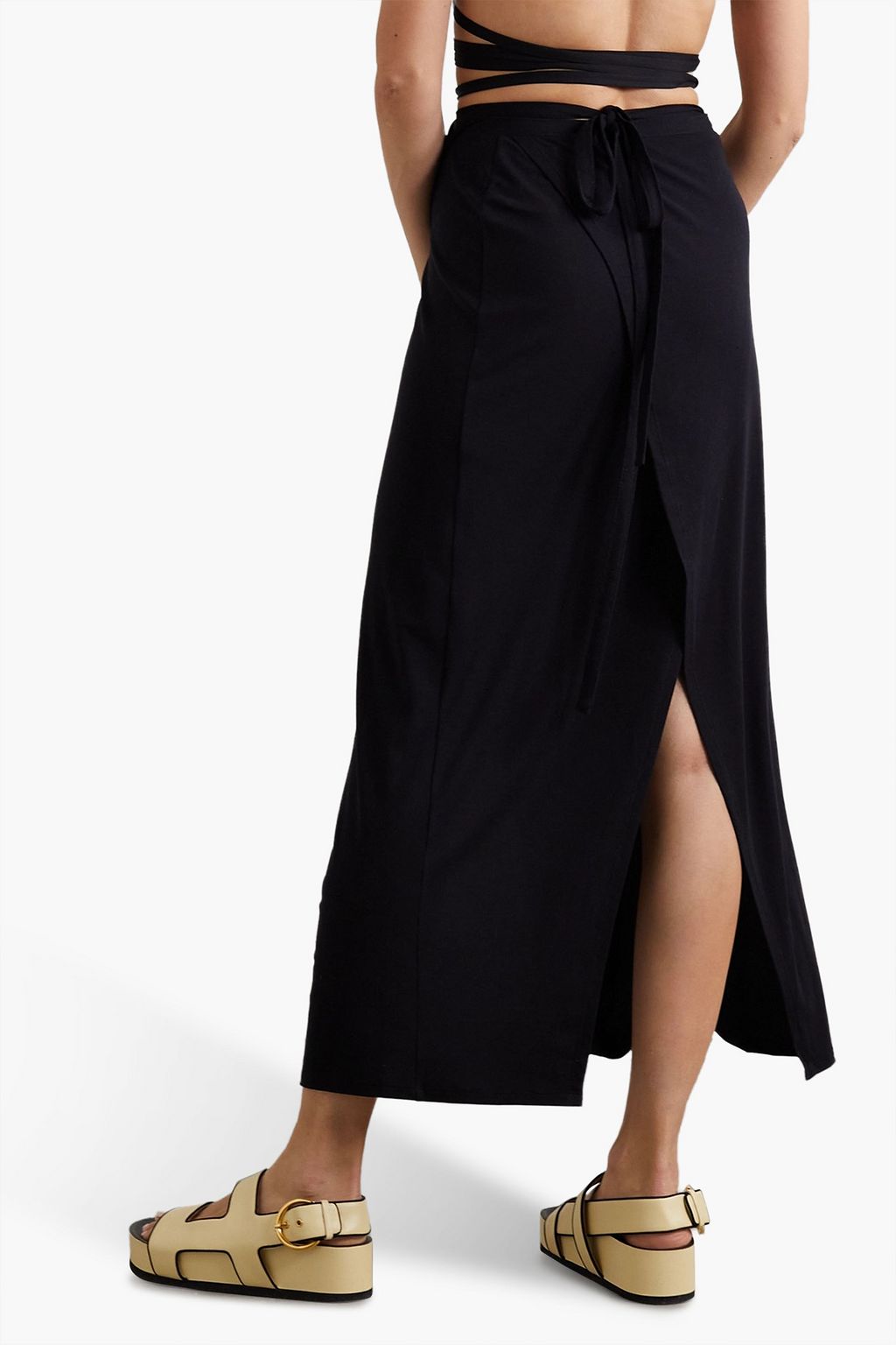 BOUGUESSA Andy Lyocell-blend jersey wrap midi skirt