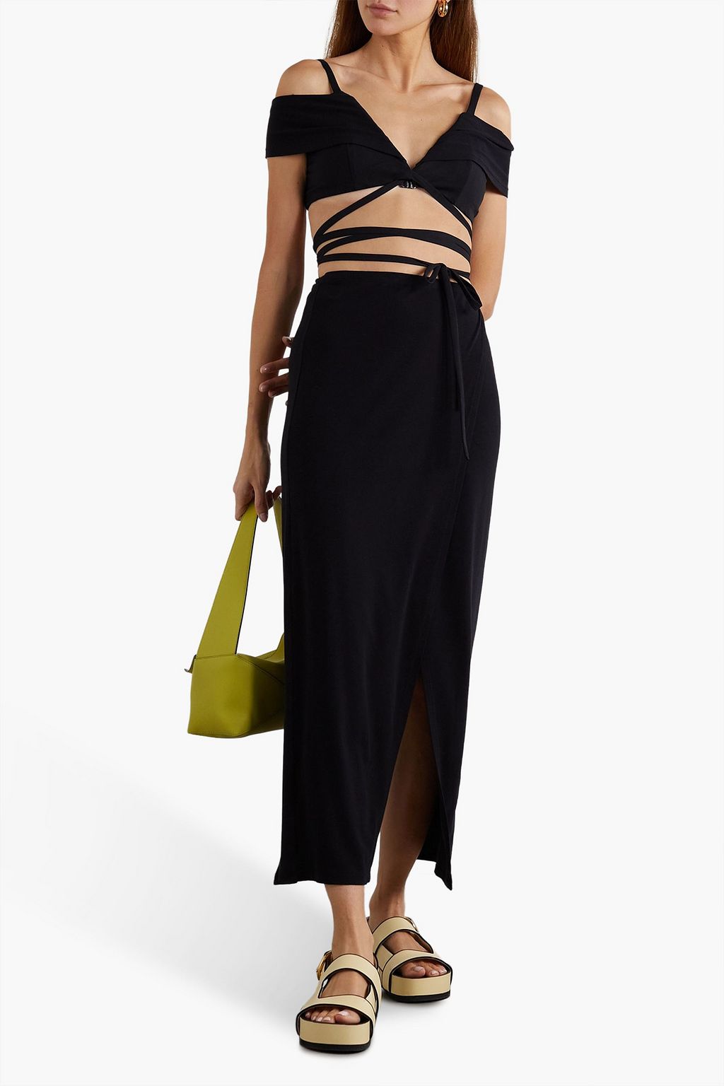 BOUGUESSA Andy Lyocell-blend jersey wrap midi skirt