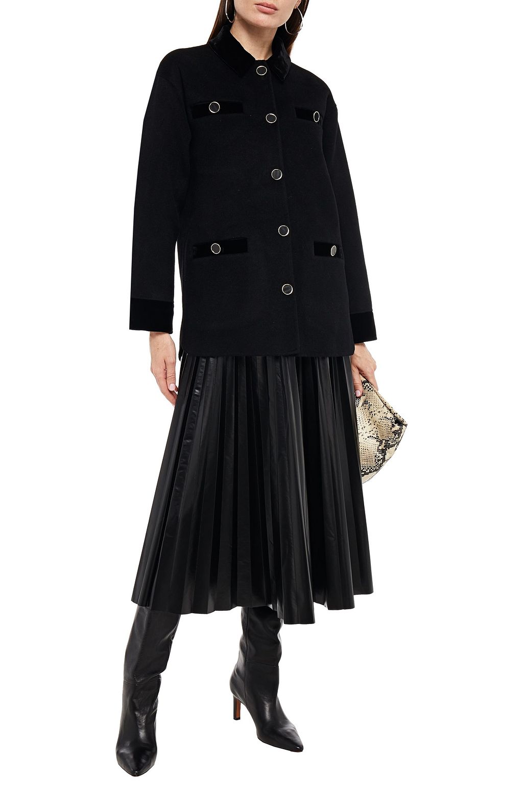 SANDRO Tayla button-embellished wool-blend felt coat