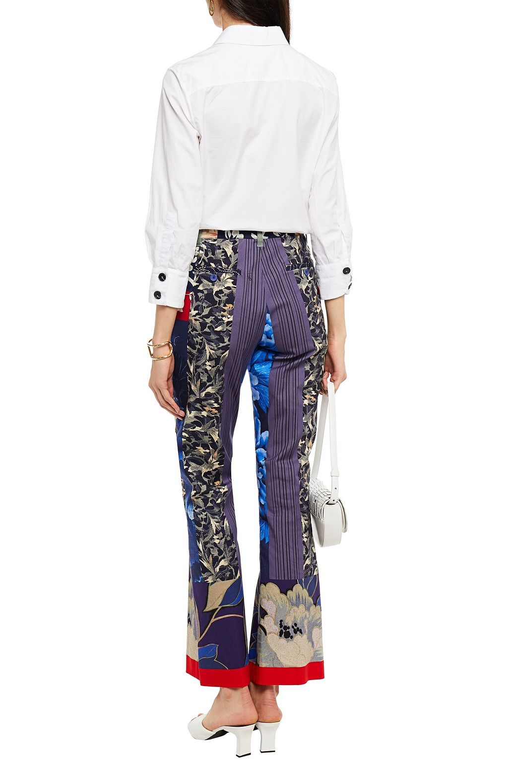 ETRO Printed cotton-blend poplin flared pants