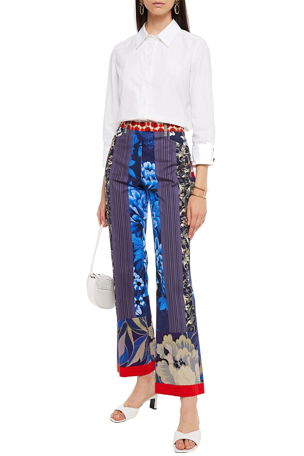 ETRO Printed cotton-blend poplin flared pants