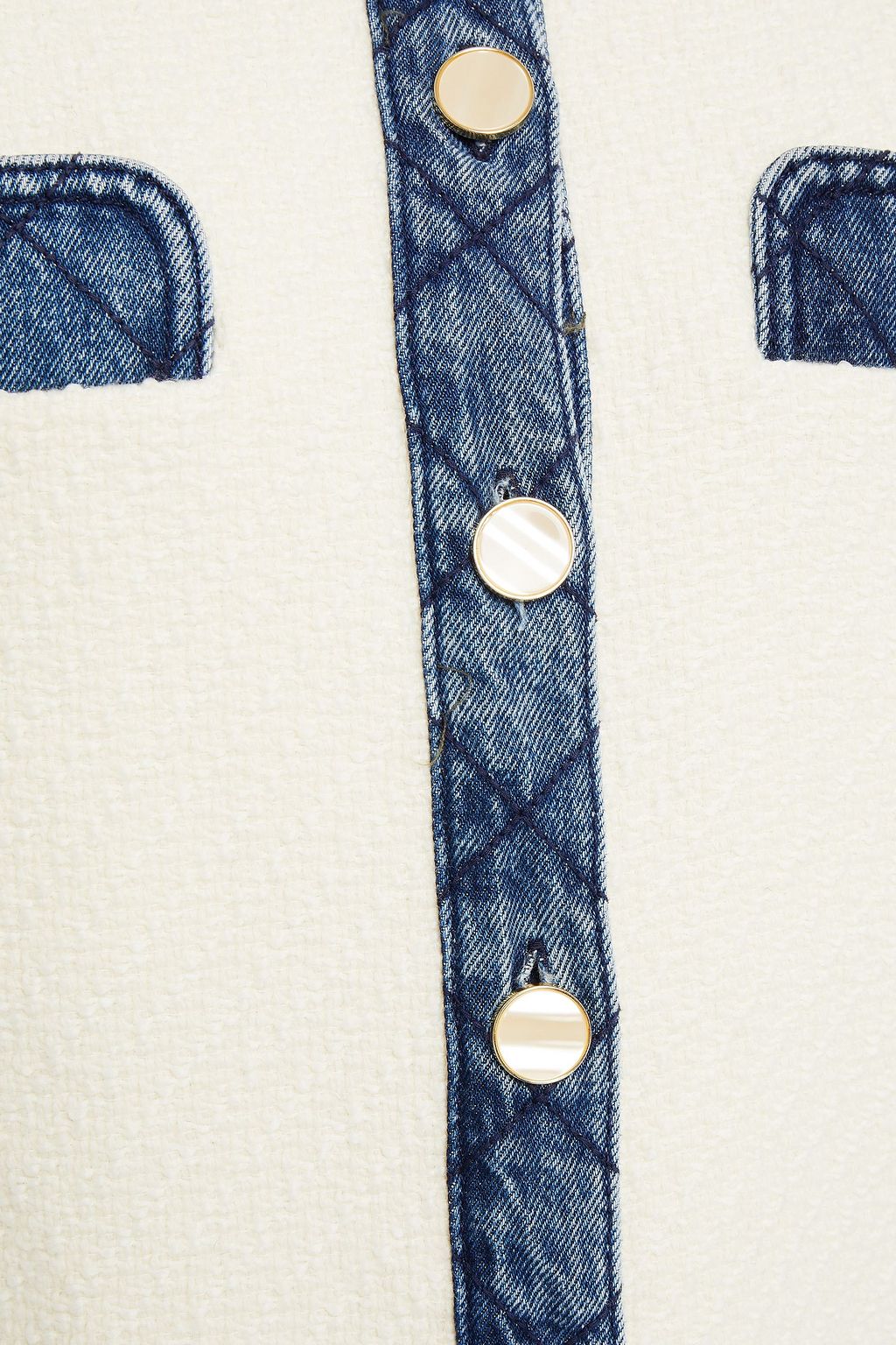 SANDRO Chelby denim-trimmed wool-blend tweed jacket