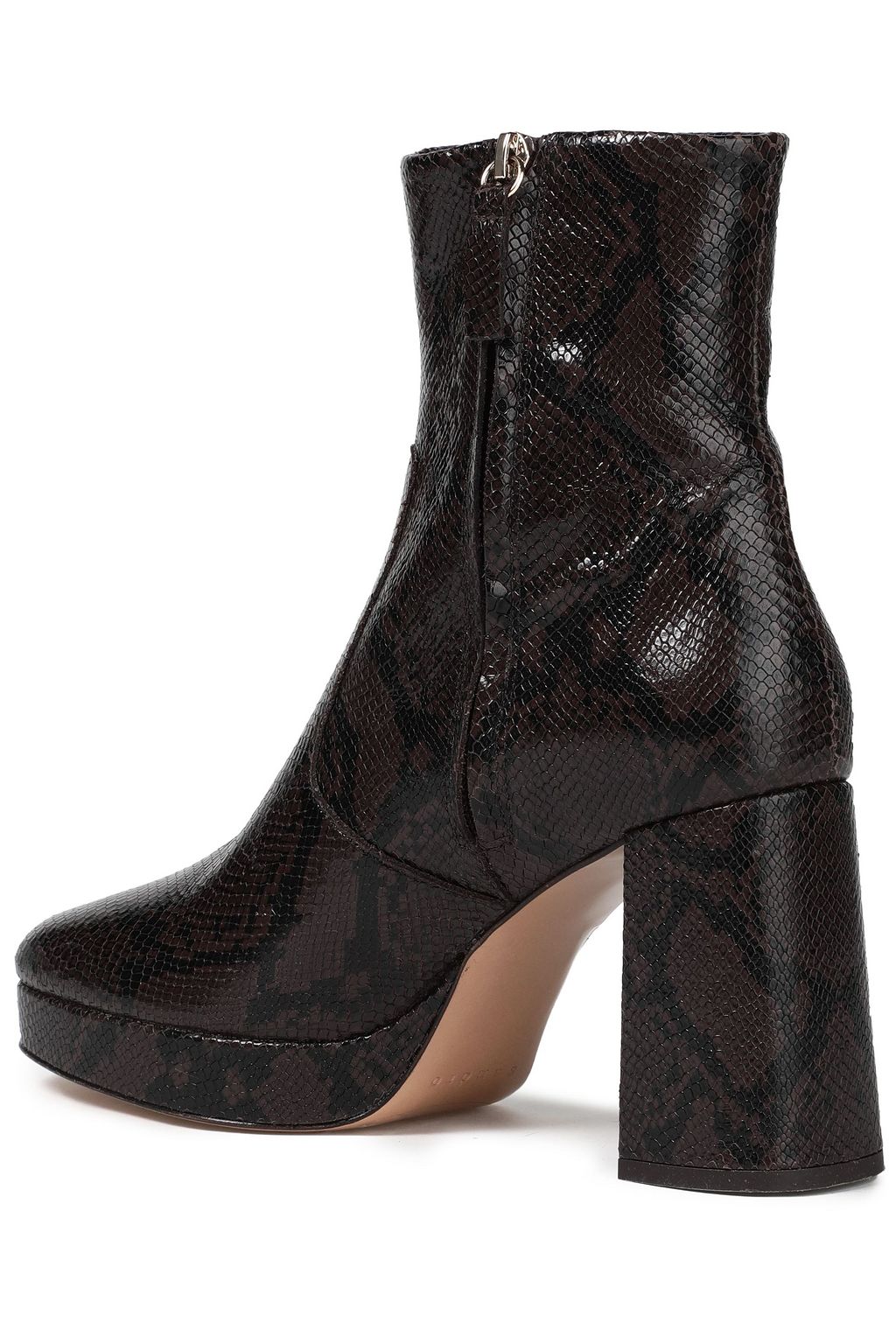 SANDRO Carmen snake-effect leather ankle boots