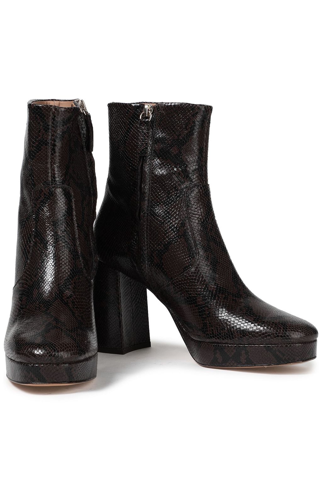 SANDRO Carmen snake-effect leather ankle boots