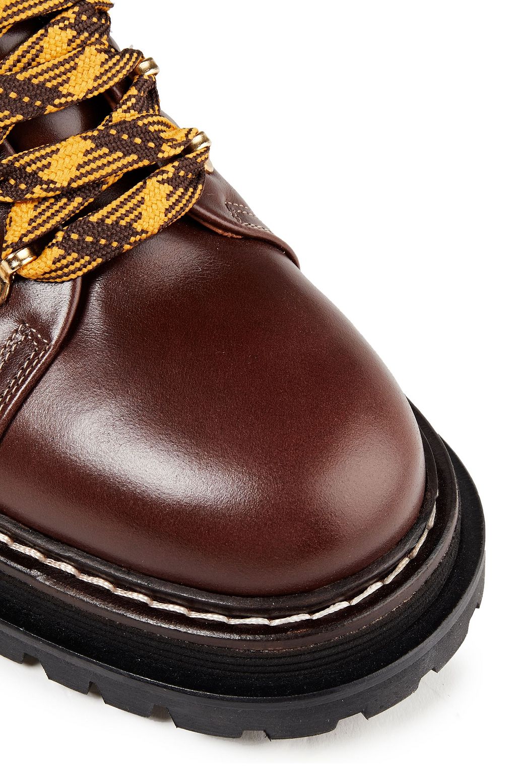 SANDRO Lace-up quilted leather ankle boots