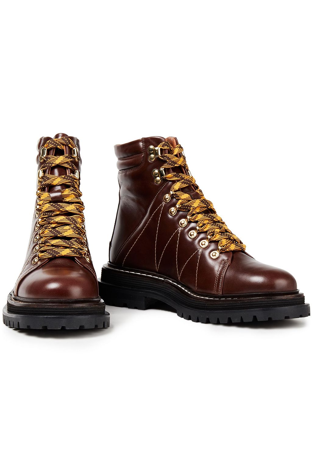 SANDRO Lace-up quilted leather ankle boots