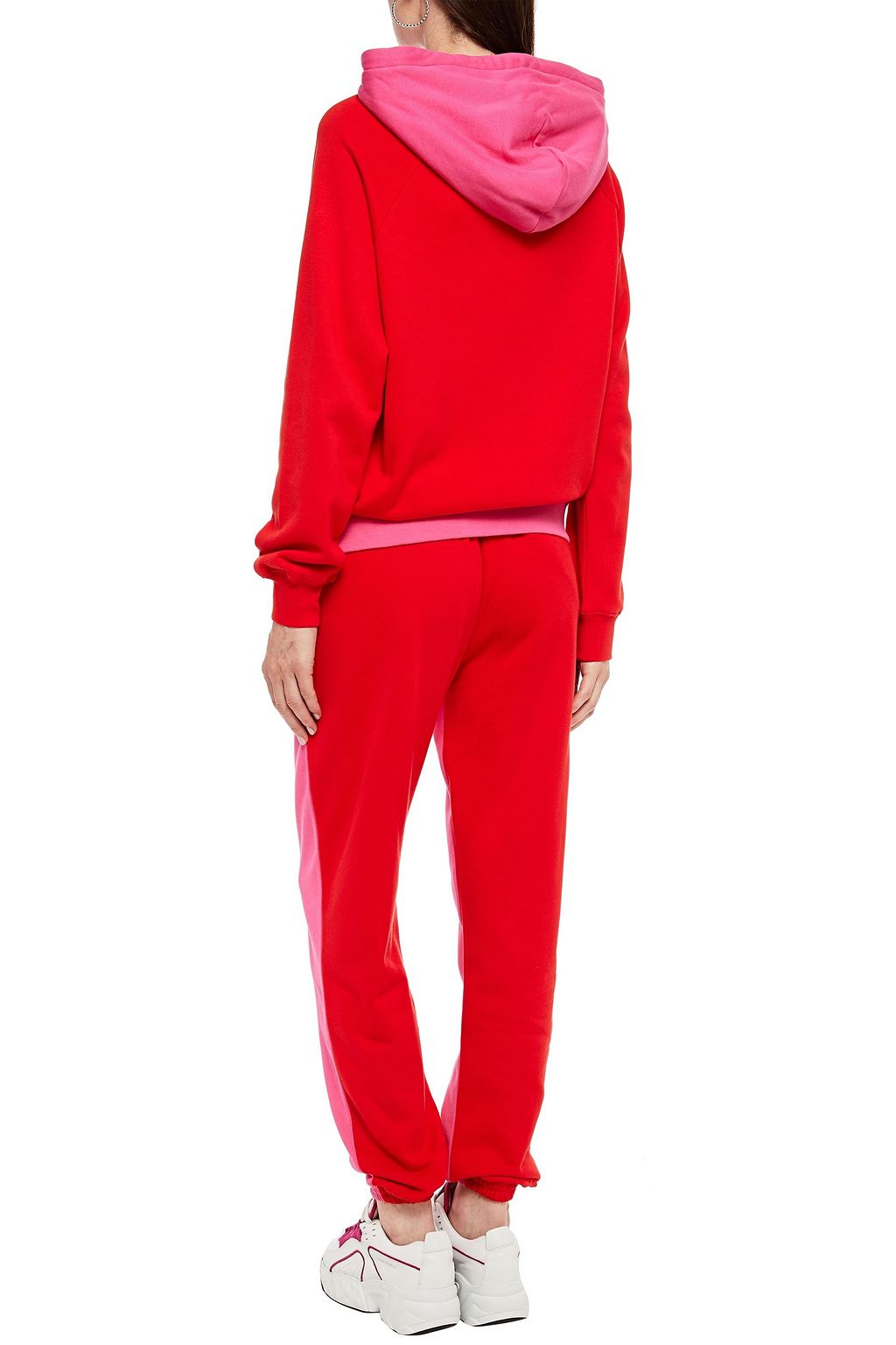 NINETY PERCENT Two-tone organic cotton-fleece track pants