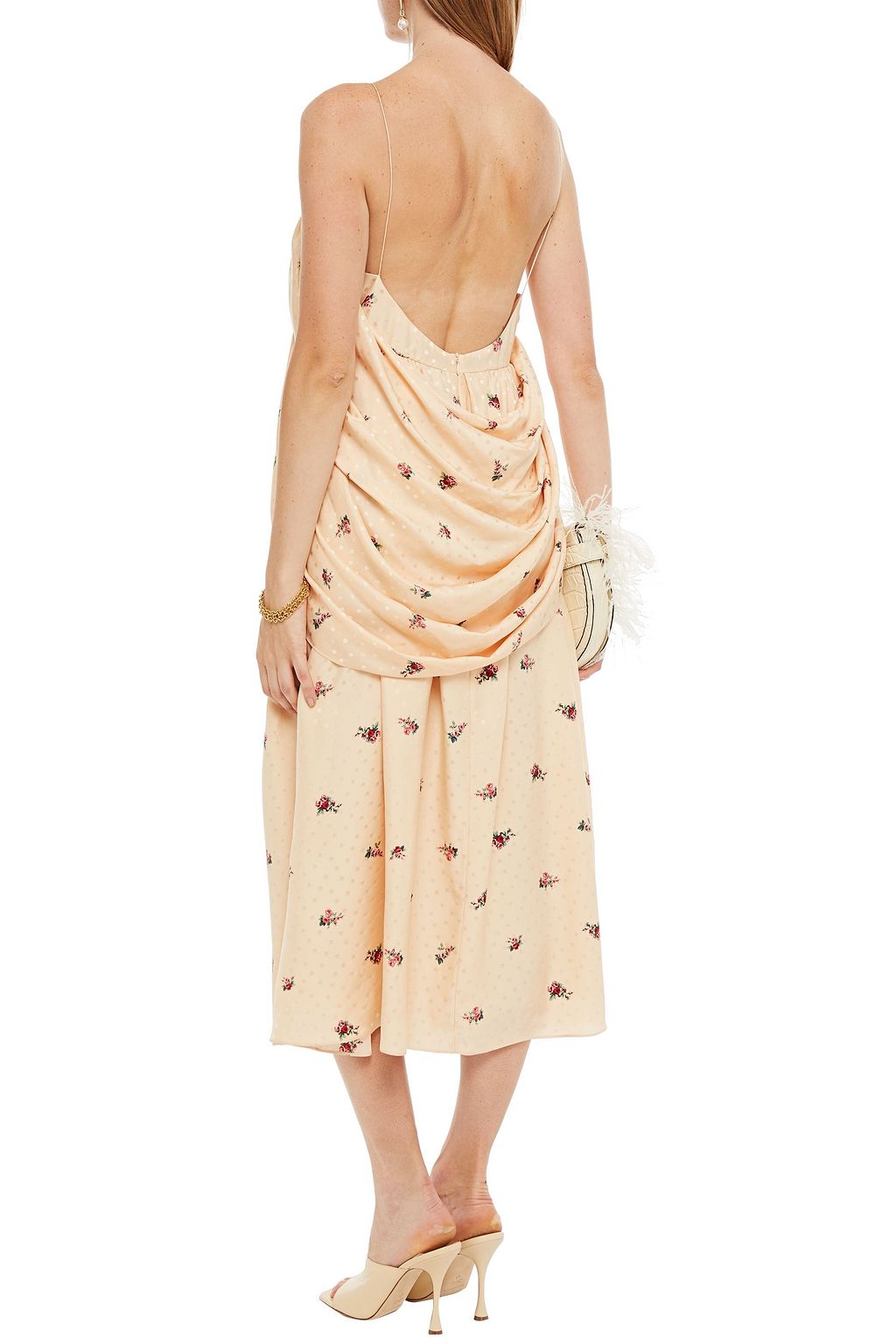 MAGDA BUTRYM Getafe draped floral-print silk-satin jacquard midi dress