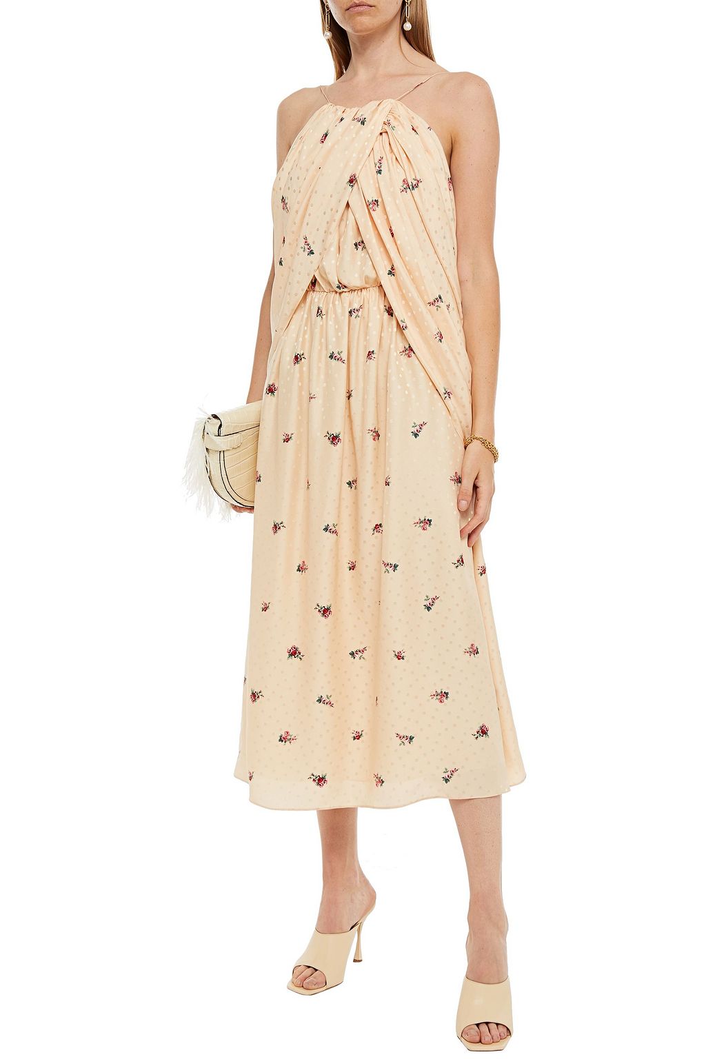 MAGDA BUTRYM Getafe draped floral-print silk-satin jacquard midi dress