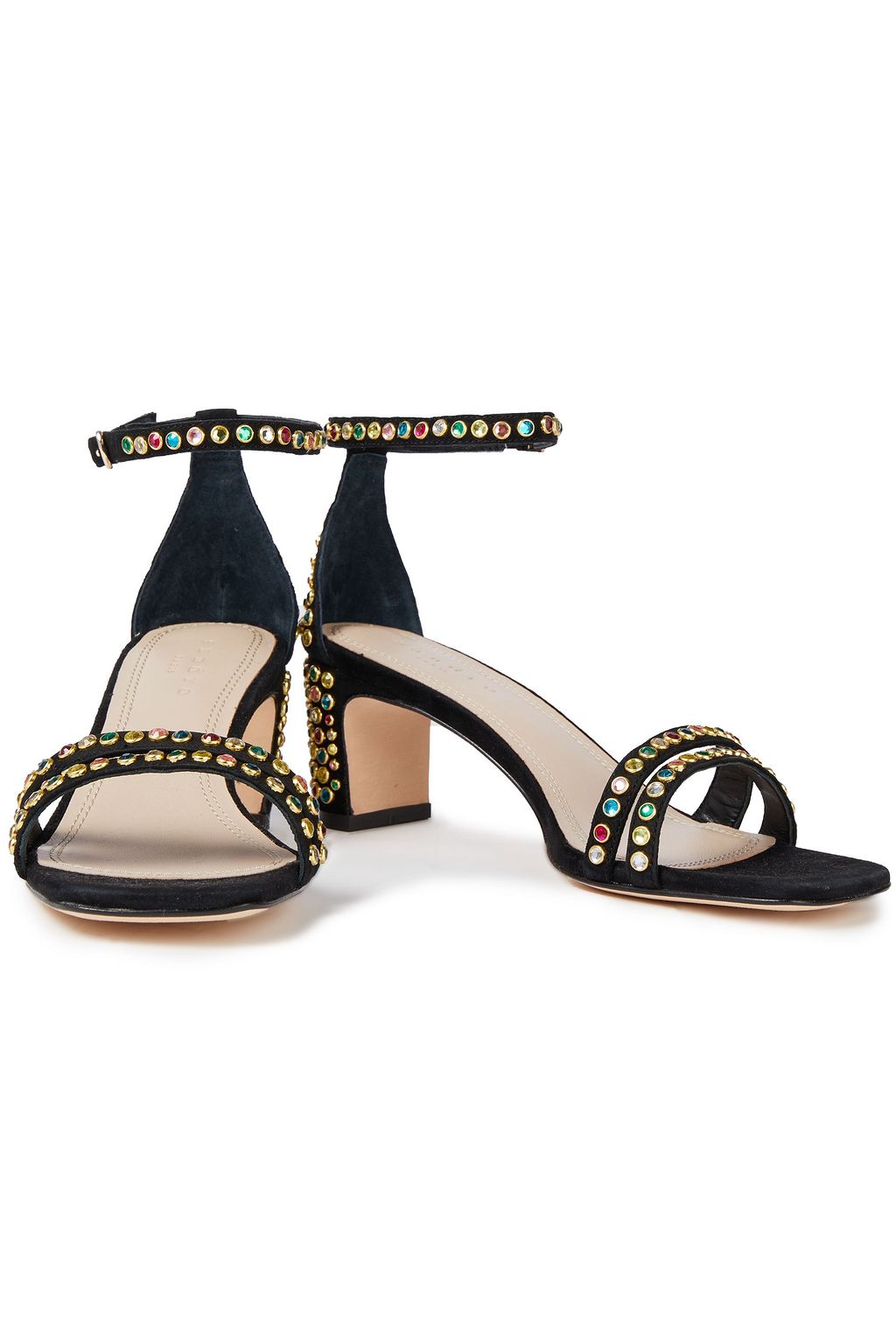 SANDRO Jaden crystal-embellished suede sandals