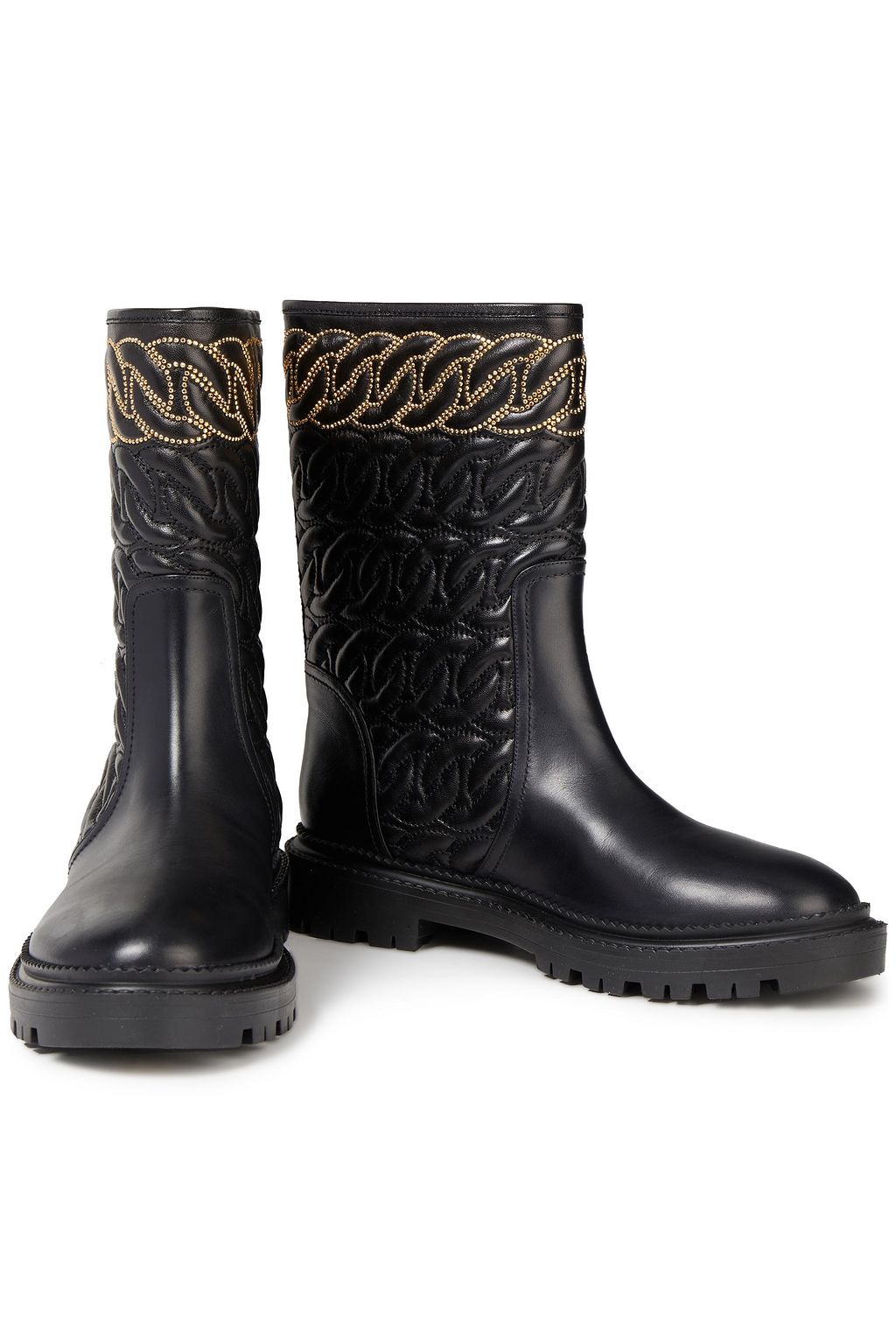 CASADEI Bead-embellished quilted leather boots