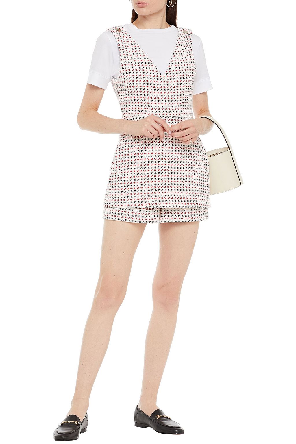 MAJE Layered cotton-blend tweed playsuit