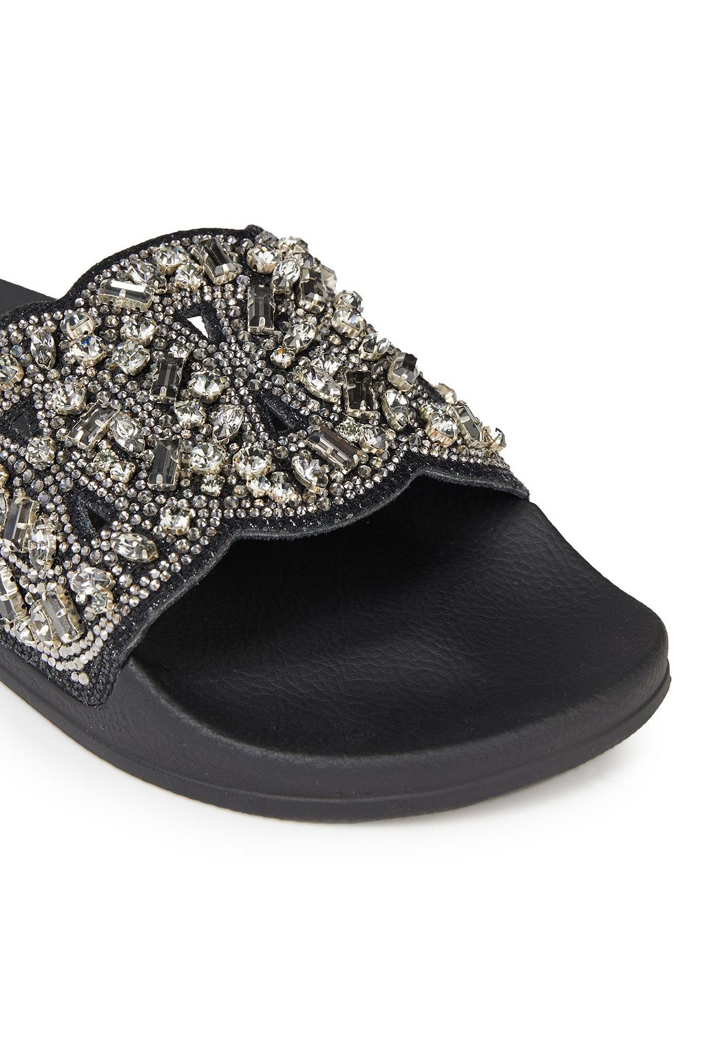 CASADEI Crystal-embellished leather slides