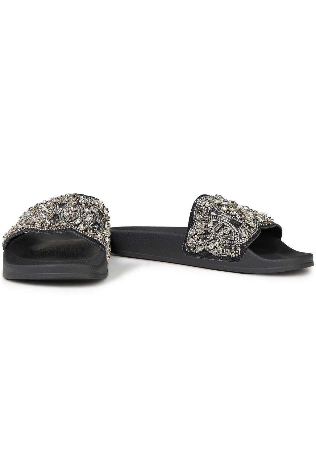 CASADEI Crystal-embellished leather slides