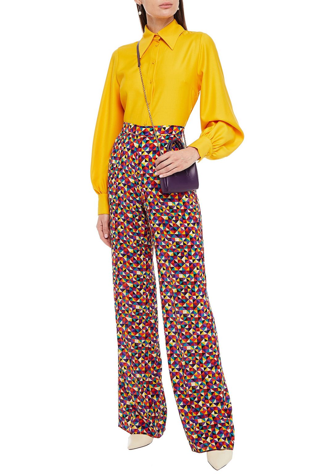 ETRO Printed silk crepe de chine wide-leg pants