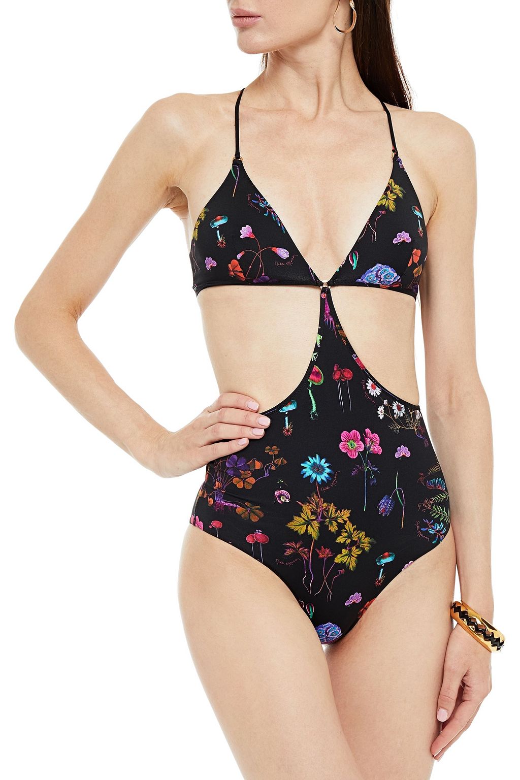 STELLA MCCARTNEY Cutout floral-print swimsuit