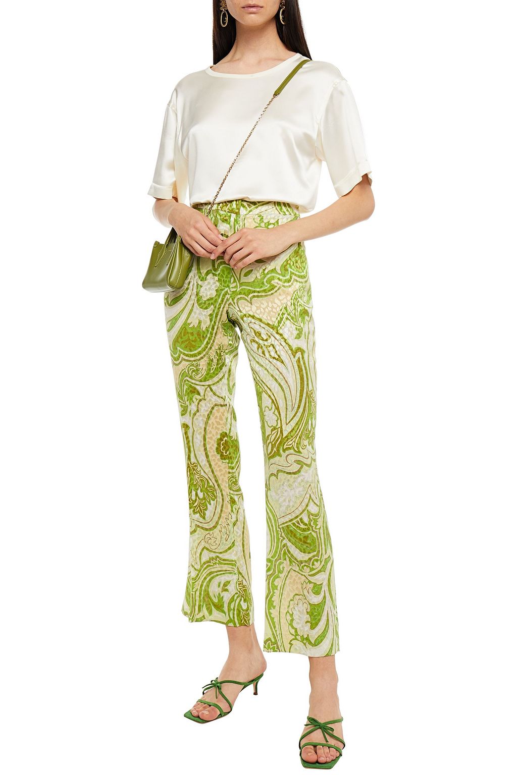 ETRO Printed silk-jacquard flared pants