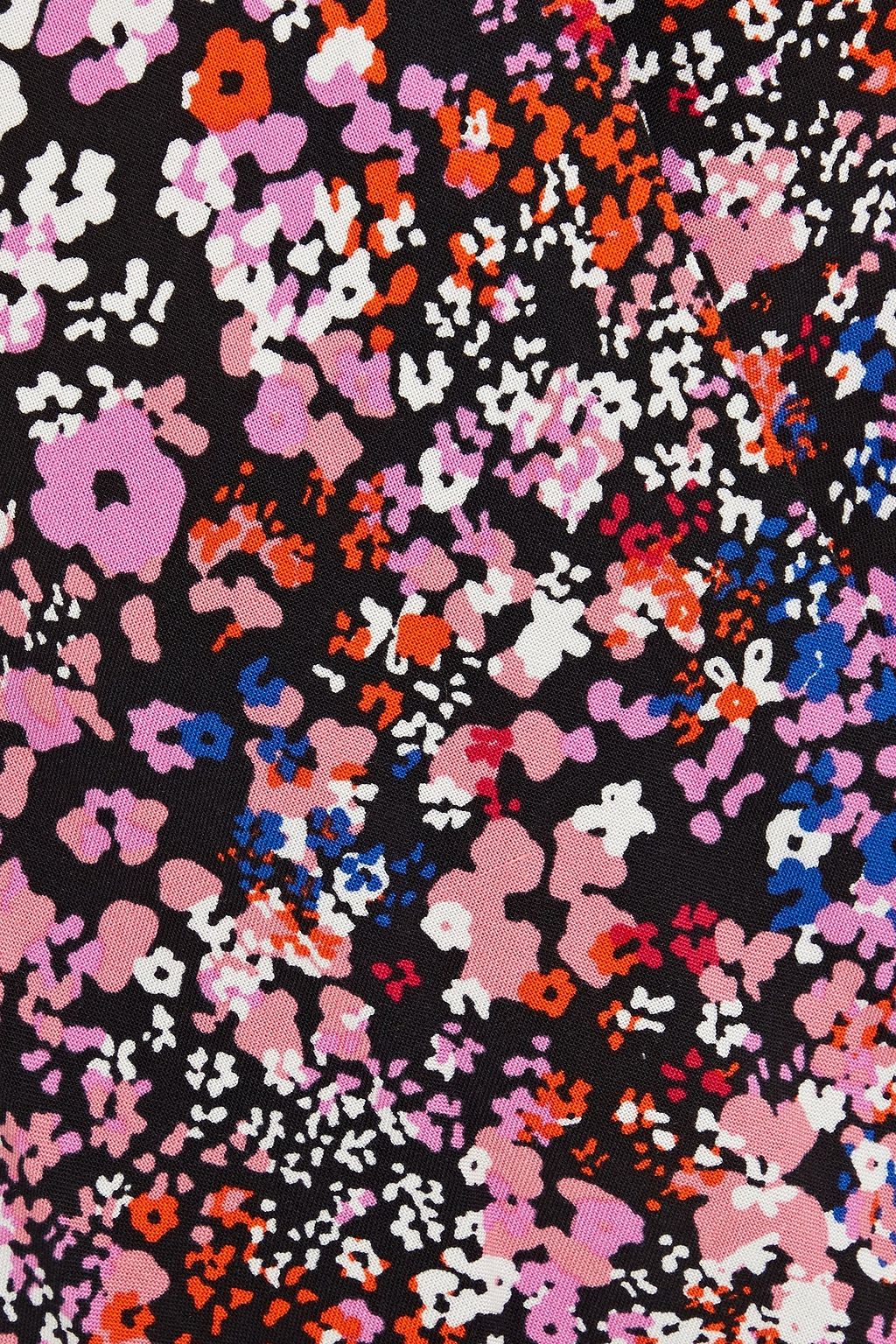 MAJE Wrap-effect floral-print piqué playsuit