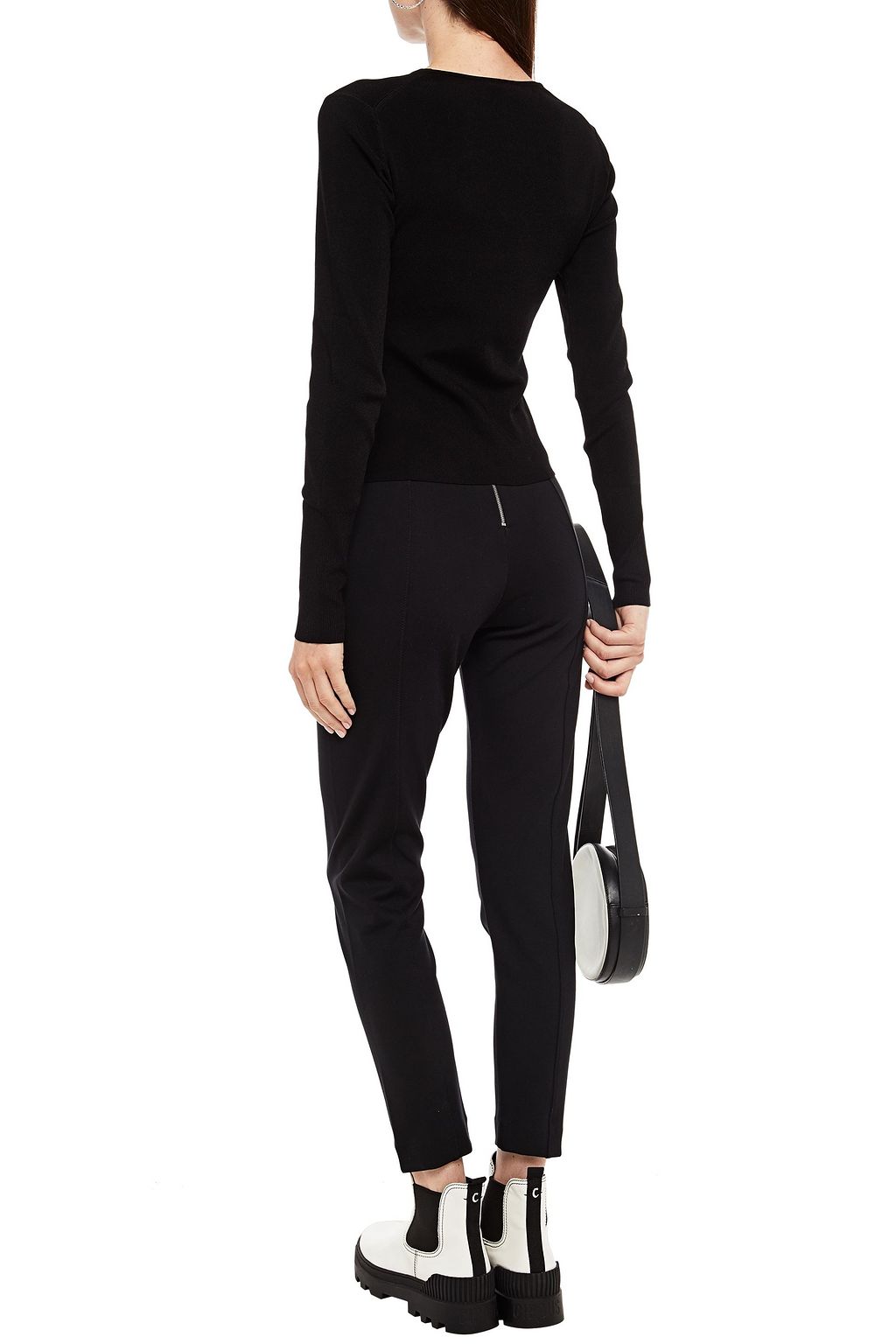 NINETY PERCENT Cutout ribbed cupro-blend jersey top