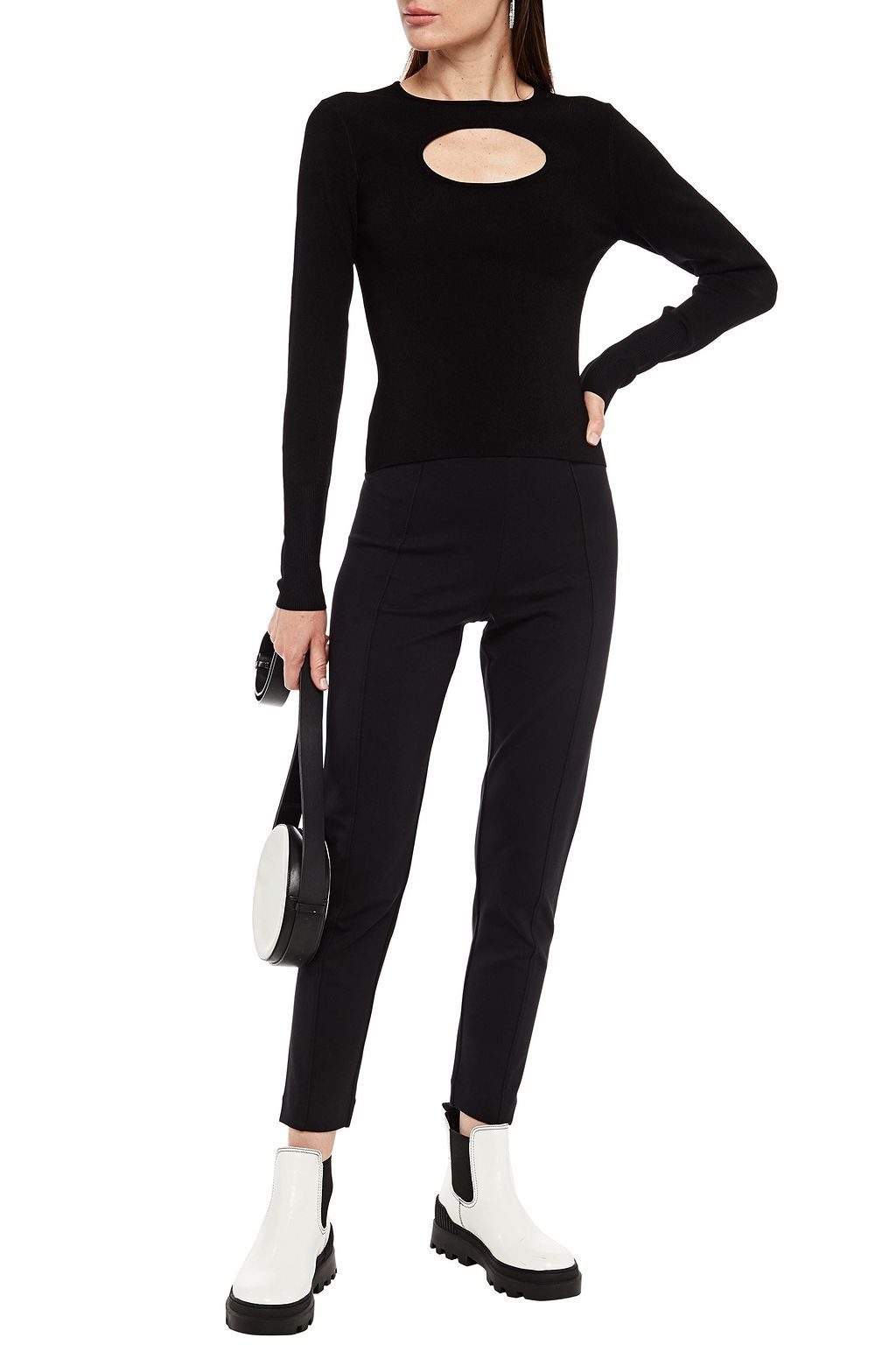 NINETY PERCENT Cutout ribbed cupro-blend jersey top