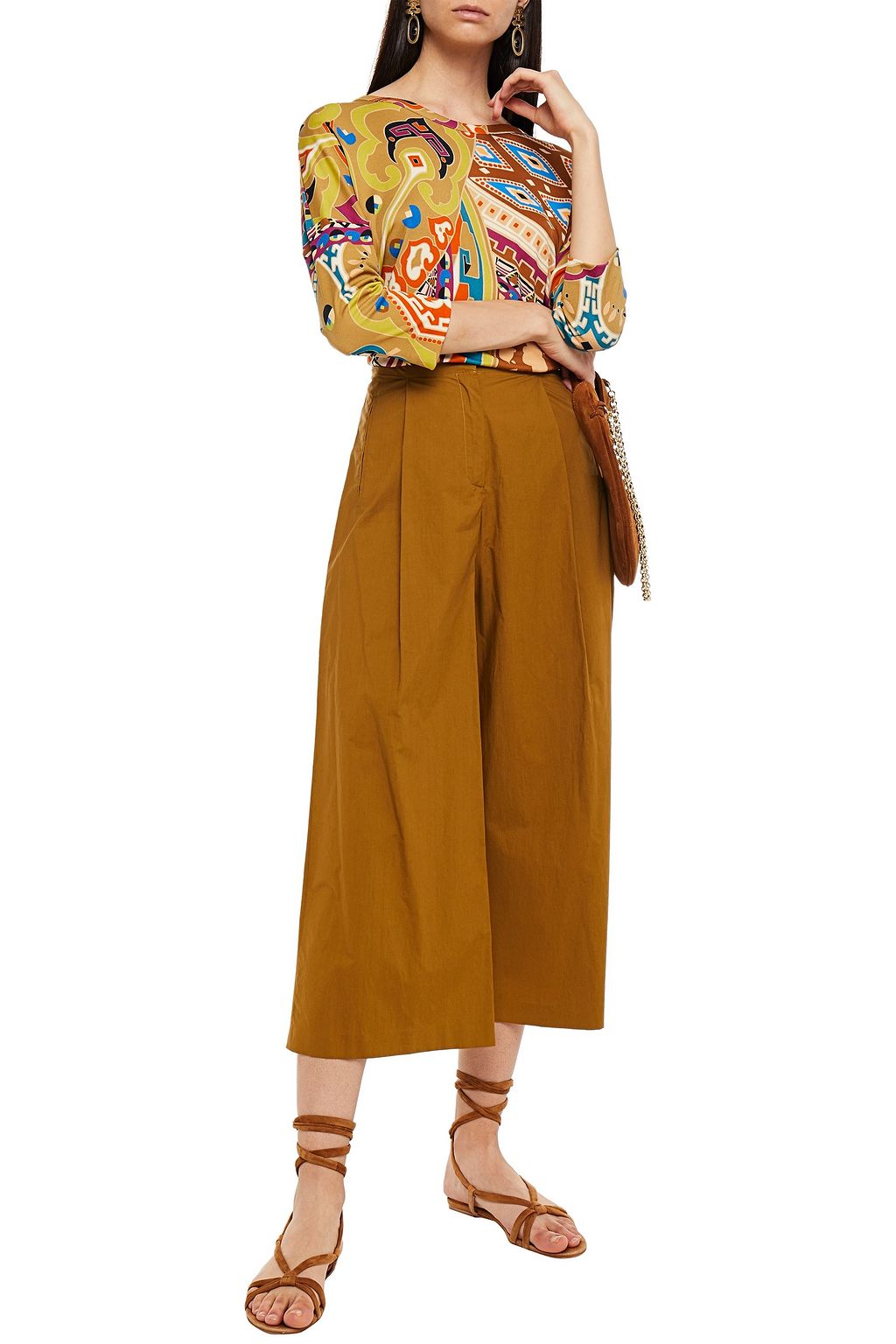 ETRO Pleated cotton-poplin culottes